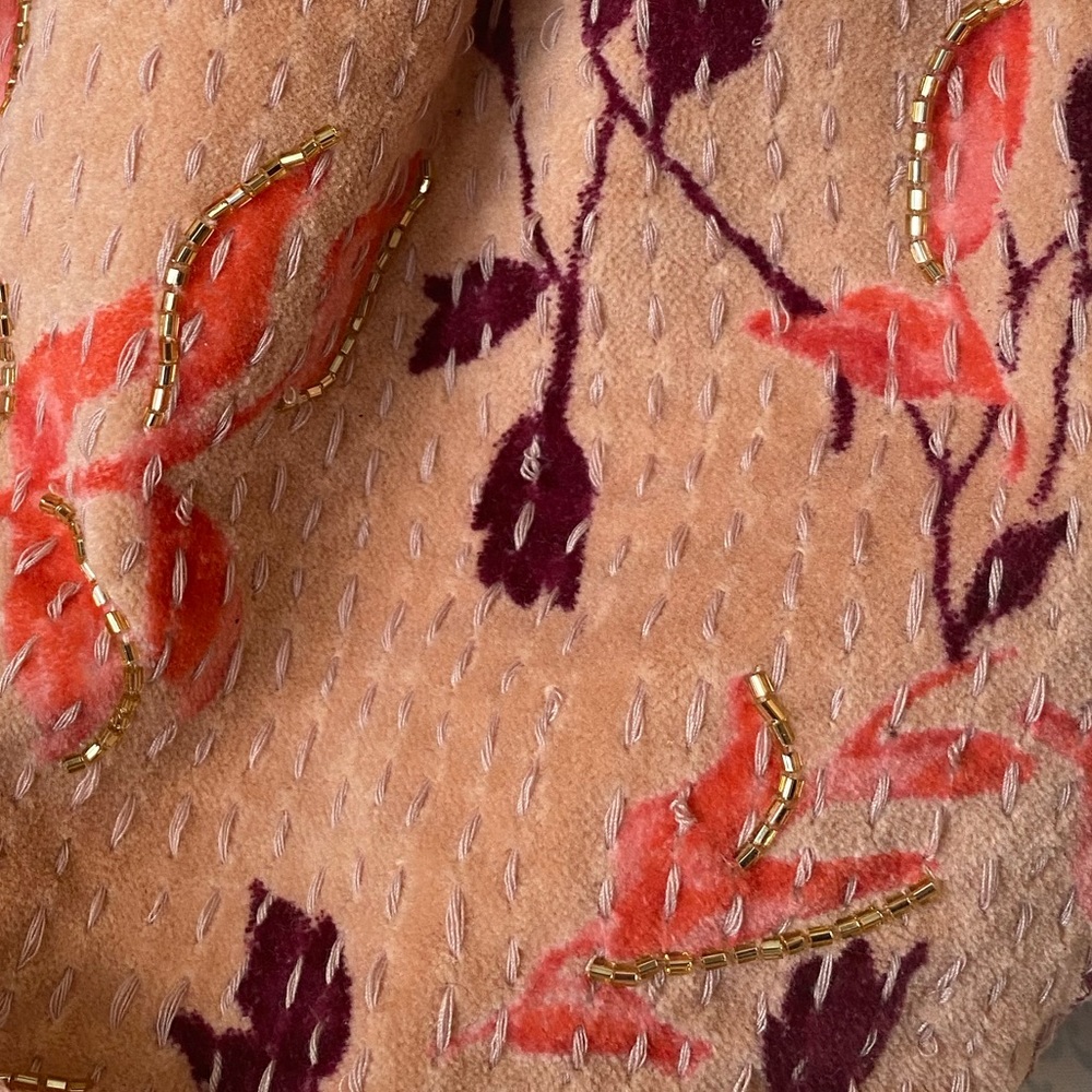 NWT Free People Velvet Moon Tote Bag Purse beaded detail red & pink avai… - Picture 9 of 9